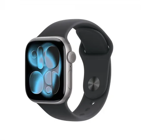 Apple Watch Series 11 GPS 42 mm — Boîtier Aluminium Gris sidéral, Bracelet Sport Noir