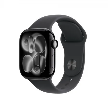 Apple Watch Series 11 GPS 42 mm — Boîtier Aluminium Noir de jais, Bracelet Sport Noir